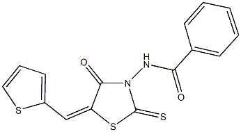 N-[4-oxo-5-(2-thienylmethylene)-2-thioxo-1,3-thiazolidin-3-yl]benzamide 구조식 이미지