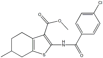 methyl 2-[(4-chlorobenzoyl)amino]-6-methyl-4,5,6,7-tetrahydro-1-benzothiophene-3-carboxylate 구조식 이미지