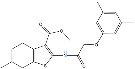 methyl 2-{[(3,5-dimethylphenoxy)acetyl]amino}-6-methyl-4,5,6,7-tetrahydro-1-benzothiophene-3-carboxylate Structure