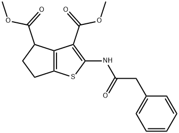 dimethyl 2-[(phenylacetyl)amino]-5,6-dihydro-4H-cyclopenta[b]thiophene-3,4-dicarboxylate 구조식 이미지