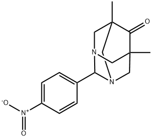 2-{4-nitrophenyl}-5,7-dimethyl-1,3-diazatricyclo[3.3.1.1~3,7~]decan-6-one 구조식 이미지