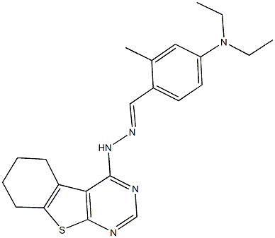 4-(diethylamino)-2-methylbenzaldehyde 5,6,7,8-tetrahydro[1]benzothieno[2,3-d]pyrimidin-4-ylhydrazone 구조식 이미지