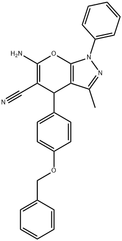 6-amino-4-[4-(benzyloxy)phenyl]-3-methyl-1-phenyl-1,4-dihydropyrano[2,3-c]pyrazole-5-carbonitrile 구조식 이미지