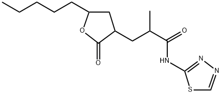 2-methyl-3-(2-oxo-5-pentyltetrahydro-3-furanyl)-N-(1,3,4-thiadiazol-2-yl)propanamide Structure