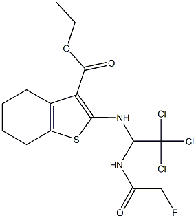 ethyl 2-({2,2,2-trichloro-1-[(fluoroacetyl)amino]ethyl}amino)-4,5,6,7-tetrahydro-1-benzothiophene-3-carboxylate 구조식 이미지