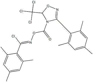 N-{[(3-mesityl-5-(trichloromethyl)-1,2,4-oxadiazol-4(5H)-yl)carbonyl]oxy}-2,4,6-trimethylbenzenecarboximidoyl chloride 구조식 이미지