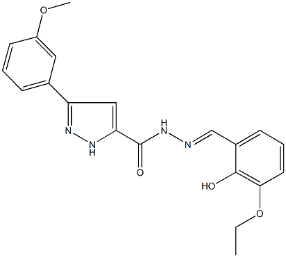 N'-(3-ethoxy-2-hydroxybenzylidene)-3-(3-methoxyphenyl)-1H-pyrazole-5-carbohydrazide 구조식 이미지