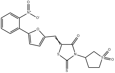 3-(1,1-dioxidotetrahydro-3-thienyl)-5-[(5-{2-nitrophenyl}-2-furyl)methylene]-2-thioxo-1,3-thiazolidin-4-one Structure