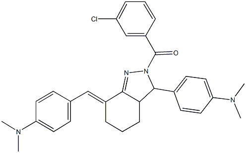 4-{2-(3-chlorobenzoyl)-7-[4-(dimethylamino)benzylidene]-3,3a,4,5,6,7-hexahydro-2H-indazol-3-yl}-N,N-dimethylaniline Structure