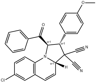 1-benzoyl-7-chloro-2-(4-methoxyphenyl)-1,2-dihydropyrrolo[1,2-a]quinoline-3,3(3aH)-dicarbonitrile 구조식 이미지