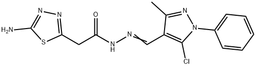 2-(5-amino-1,3,4-thiadiazol-2-yl)-N'-[(5-chloro-3-methyl-1-phenyl-1H-pyrazol-4-yl)methylene]acetohydrazide 구조식 이미지