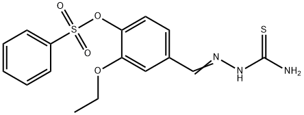 4-[2-(aminocarbothioyl)carbohydrazonoyl]-2-ethoxyphenyl benzenesulfonate Structure