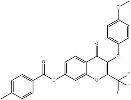 3-(4-methoxyphenoxy)-4-oxo-2-(trifluoromethyl)-4H-chromen-7-yl 4-methylbenzoate 구조식 이미지