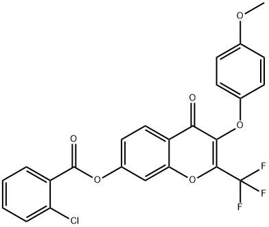 3-(4-methoxyphenoxy)-4-oxo-2-(trifluoromethyl)-4H-chromen-7-yl 2-chlorobenzoate 구조식 이미지