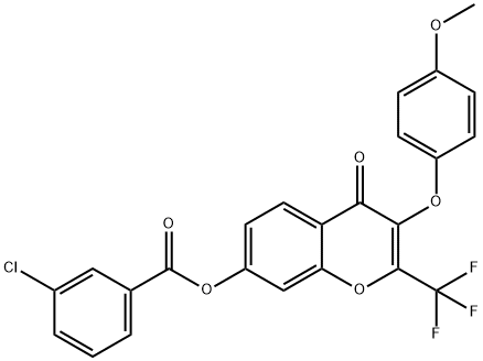 3-(4-methoxyphenoxy)-4-oxo-2-(trifluoromethyl)-4H-chromen-7-yl 3-chlorobenzoate 구조식 이미지