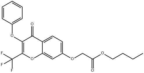 butyl {[4-oxo-3-phenoxy-2-(trifluoromethyl)-4H-chromen-7-yl]oxy}acetate 구조식 이미지