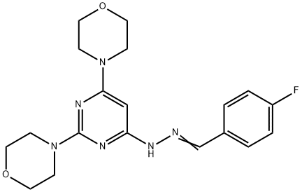 4-fluorobenzaldehyde (2,6-dimorpholin-4-ylpyrimidin-4-yl)hydrazone 구조식 이미지