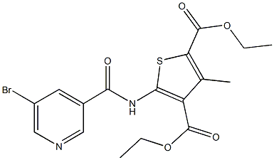 diethyl 5-{[(5-bromo-3-pyridinyl)carbonyl]amino}-3-methyl-2,4-thiophenedicarboxylate Structure