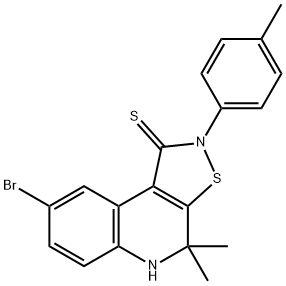 8-bromo-4,4-dimethyl-2-(4-methylphenyl)-4,5-dihydroisothiazolo[5,4-c]quinoline-1(2H)-thione 구조식 이미지