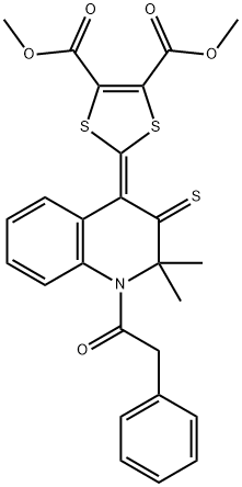 dimethyl 2-(2,2-dimethyl-1-(phenylacetyl)-3-thioxo-2,3-dihydro-4(1H)-quinolinylidene)-1,3-dithiole-4,5-dicarboxylate 구조식 이미지