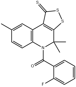 5-(2-fluorobenzoyl)-4,4,8-trimethyl-4,5-dihydro-1H-[1,2]dithiolo[3,4-c]quinoline-1-thione 구조식 이미지