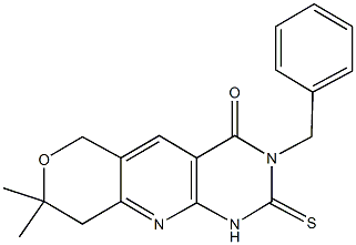 3-benzyl-8,8-dimethyl-2-thioxo-1,2,3,6,8,9-hexahydro-4H-pyrano[3',4':5,6]pyrido[2,3-d]pyrimidin-4-one 구조식 이미지