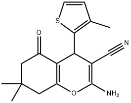 2-amino-7,7-dimethyl-4-(3-methyl-2-thienyl)-5-oxo-5,6,7,8-tetrahydro-4H-chromene-3-carbonitrile 구조식 이미지