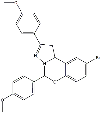 9-bromo-2,5-bis[4-(methyloxy)phenyl]-1,10b-dihydropyrazolo[1,5-c][1,3]benzoxazine Structure