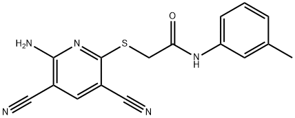 2-[(6-amino-3,5-dicyano-2-pyridinyl)sulfanyl]-N-(3-methylphenyl)acetamide 구조식 이미지