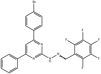 2,3,4,5,6-pentafluorobenzaldehyde [4-(4-bromophenyl)-6-phenyl-2-pyrimidinyl]hydrazone 구조식 이미지