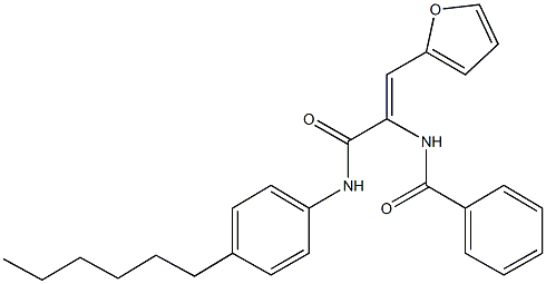 N-{2-(2-furyl)-1-[(4-hexylanilino)carbonyl]vinyl}benzamide 구조식 이미지