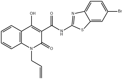 N-(6-bromo-1,3-benzothiazol-2-yl)-4-hydroxy-2-oxo-1-prop-2-enyl-1,2-dihydroquinoline-3-carboxamide Structure