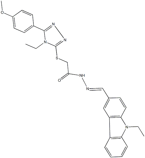 N'-[(9-ethyl-9H-carbazol-3-yl)methylene]-2-{[4-ethyl-5-(4-methoxyphenyl)-4H-1,2,4-triazol-3-yl]sulfanyl}acetohydrazide Structure