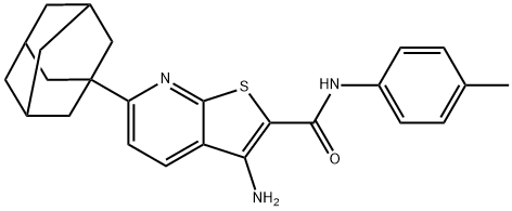 6-(1-adamantyl)-3-amino-N-(4-methylphenyl)thieno[2,3-b]pyridine-2-carboxamide 구조식 이미지