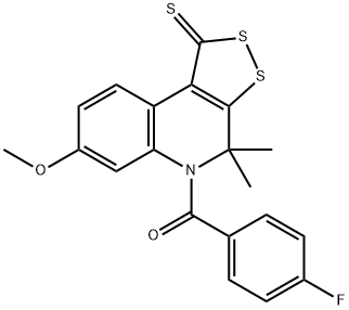 5-(4-fluorobenzoyl)-7-methoxy-4,4-dimethyl-4,5-dihydro-1H-[1,2]dithiolo[3,4-c]quinoline-1-thione 구조식 이미지
