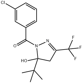 5-tert-butyl-1-(3-chlorobenzoyl)-3-(trifluoromethyl)-4,5-dihydro-1H-pyrazol-5-ol Structure