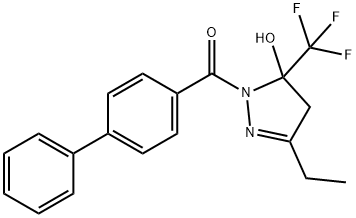 1-([1,1'-biphenyl]-4-ylcarbonyl)-3-ethyl-5-(trifluoromethyl)-4,5-dihydro-1H-pyrazol-5-ol Structure