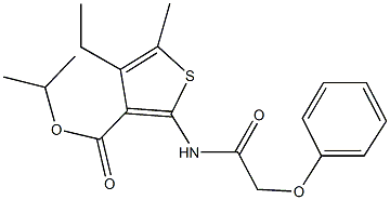 isopropyl 4-ethyl-5-methyl-2-[(phenoxyacetyl)amino]-3-thiophenecarboxylate 구조식 이미지