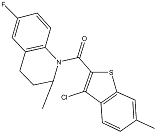 1-[(3-chloro-6-methyl-1-benzothien-2-yl)carbonyl]-6-fluoro-2-methyl-1,2,3,4-tetrahydroquinoline Structure