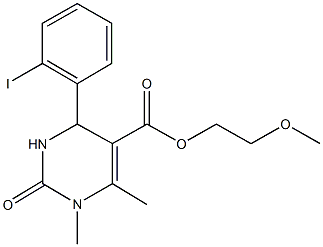 2-methoxyethyl 4-(2-iodophenyl)-1,6-dimethyl-2-oxo-1,2,3,4-tetrahydro-5-pyrimidinecarboxylate Structure