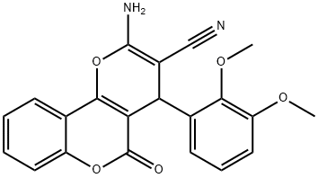2-amino-4-(2,3-dimethoxyphenyl)-5-oxo-4H,5H-pyrano[3,2-c]chromene-3-carbonitrile Structure