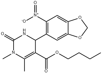 butyl 4-{6-nitro-1,3-benzodioxol-5-yl}-1,6-dimethyl-2-oxo-1,2,3,4-tetrahydro-5-pyrimidinecarboxylate 구조식 이미지