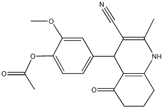 4-(3-cyano-2-methyl-5-oxo-1,4,5,6,7,8-hexahydro-4-quinolinyl)-2-methoxyphenyl acetate Structure