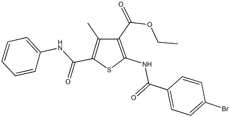ethyl 5-(anilinocarbonyl)-2-[(4-bromobenzoyl)amino]-4-methyl-3-thiophenecarboxylate 구조식 이미지