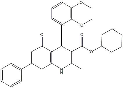 cyclohexyl 4-(2,3-dimethoxyphenyl)-2-methyl-5-oxo-7-phenyl-1,4,5,6,7,8-hexahydroquinoline-3-carboxylate 구조식 이미지