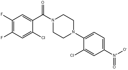 1-(2-chloro-4,5-difluorobenzoyl)-4-{2-chloro-4-nitrophenyl}piperazine Structure