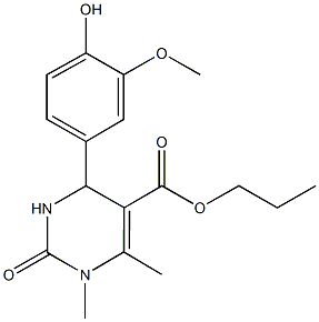 propyl 4-(4-hydroxy-3-methoxyphenyl)-1,6-dimethyl-2-oxo-1,2,3,4-tetrahydro-5-pyrimidinecarboxylate 구조식 이미지