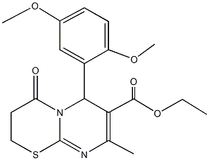 ethyl 6-(2,5-dimethoxyphenyl)-8-methyl-4-oxo-3,4-dihydro-2H,6H-pyrimido[2,1-b][1,3]thiazine-7-carboxylate Structure