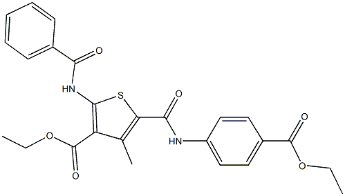 ethyl 2-(benzoylamino)-5-{[4-(ethoxycarbonyl)anilino]carbonyl}-4-methyl-3-thiophenecarboxylate Structure