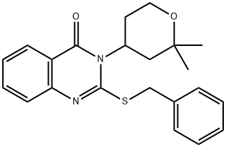 2-(benzylsulfanyl)-3-(2,2-dimethyltetrahydro-2H-pyran-4-yl)-4(3H)-quinazolinone 구조식 이미지